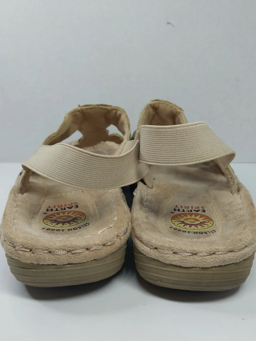 Earth Spirit 2000 Gelron Andi Sandal Tan Elastic Slingback Beaded Size 8.5 Boho - Picture 5 of 11